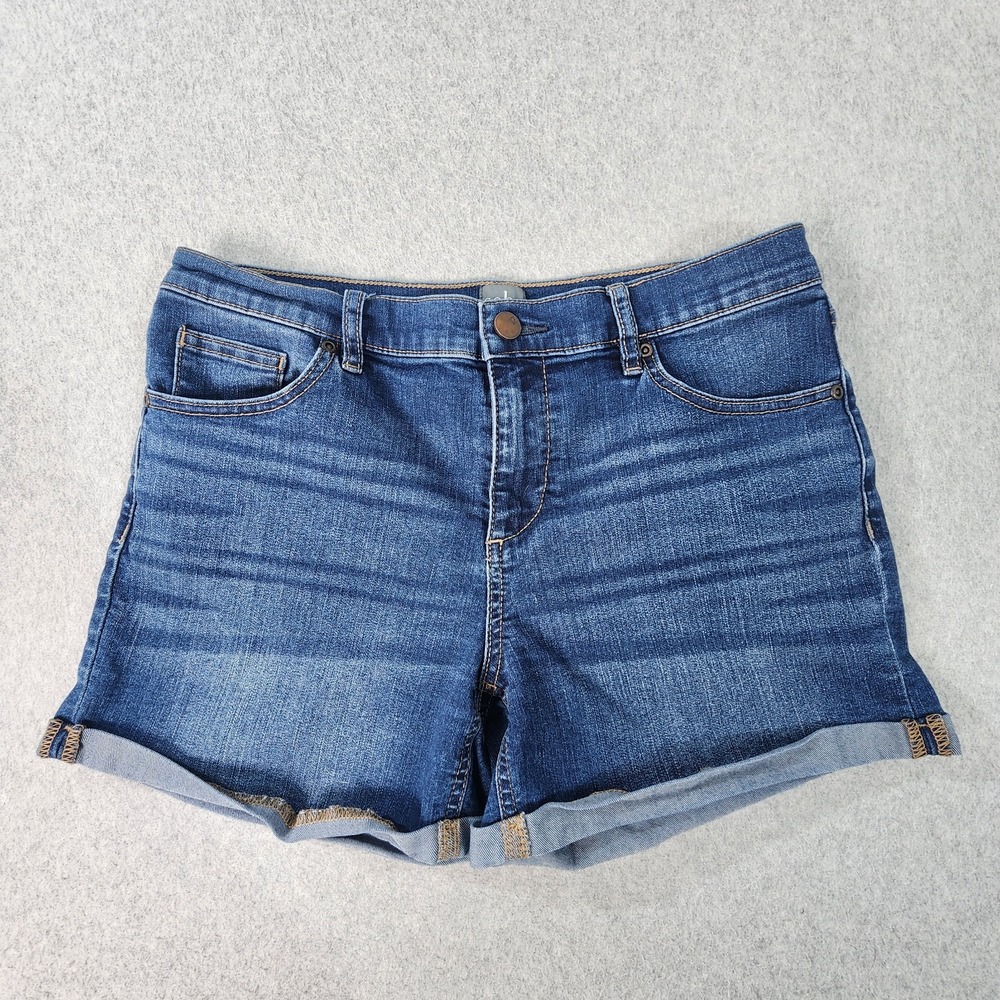 New York & Co Soho Jean Shorts Womens Size 8 (29x4) Blue Cuffed Stretch Denim